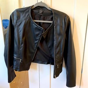 Zara Leather cropped moto jacket